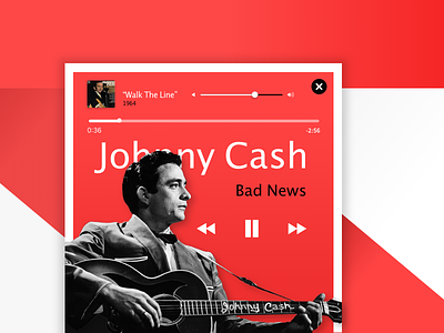 Daily UI #009: Music Player Interface daily ui interface johnny cash music player red ui ux