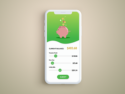 Piggy Savings Distributor Screen calculator dailyui interfacedesign iphonex piggybank savings ux
