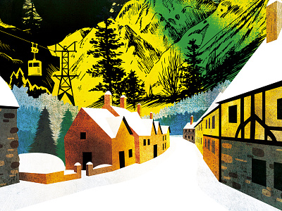 Wintry Chalets chalets snow village winter