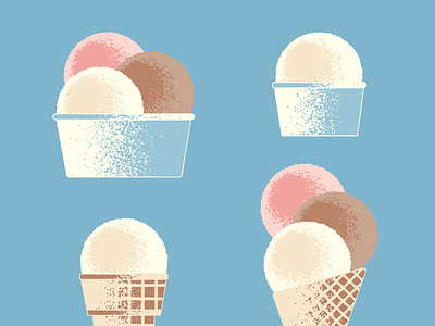 Ice cream adobe blue chocolate cone creamy cup grain ice cream icecream illustration illustrator pastel pink scoop texture vector waffle cone