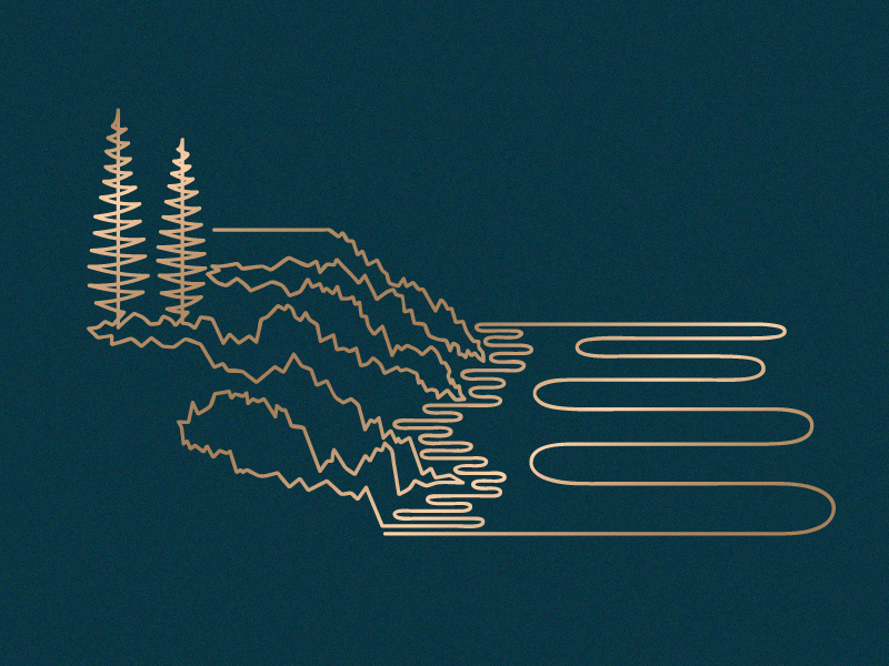 Landscape one line continuous line coastline landscape illustration vector linear
