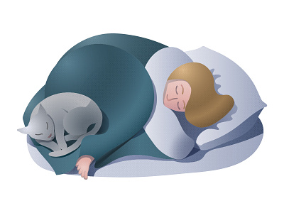 Napping adobe animal cat girl illustration illustrator nap person vector