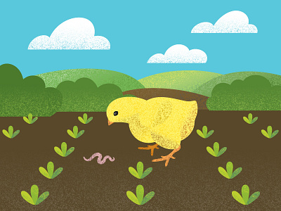 Spring adobe bird chick farm field illustration illustrator landscape nature spring vector worm