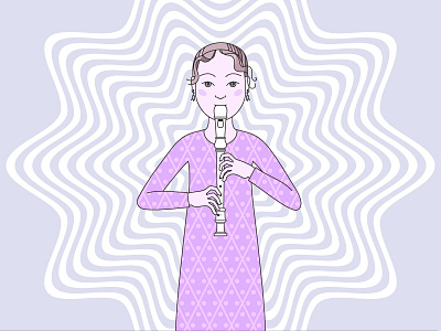 Recorder adobe child girl illustration illustrator music recorder vector