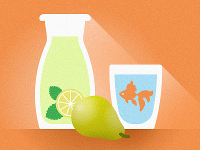 Pear adobe drinks food glass goldfish illustration illustrator lemonade pear vector