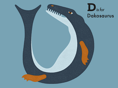 D is for Dakosaurus adobe alphabet animal dakosaurus dinosaur extinct illustration illustrator letter vector