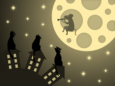 Moon adobe animal cat illustration illustrator moon mouse stars vector