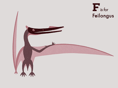 F is for Feilongus adobe animal extinct illustration illustrator letter pterosaur vector