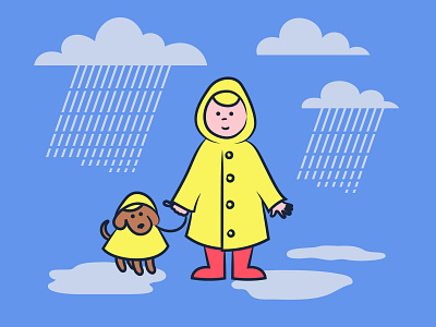 Rainy day adobe animal child dog illustration illustrator jacket puppy rain showers toddler vector