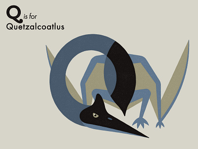 Q is for Quetzalcoatlus adobe alphabet animal dinosaur extinct illustration illustrator letter pterosaur reptile vector