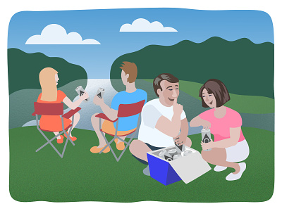 Lake adobe celebrating family illustration illustrator lake outdoors people vector