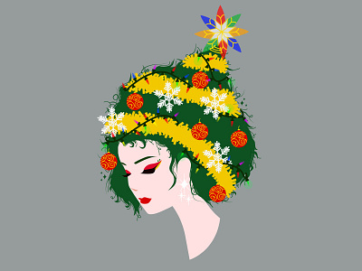 Christmas Gal christmas fashion girl holiday hair illustration vector