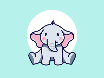 baby elephant children cute cute animal design elephant illustration kids logo mascot pastel