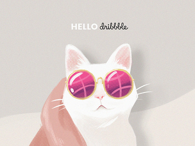 Hello Dribbble cat hello dribble illustration