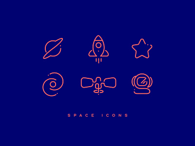 Space Icons astronaut blue design galaxy icon icondesign illustration nasa planet rocket space space travel star ui vector