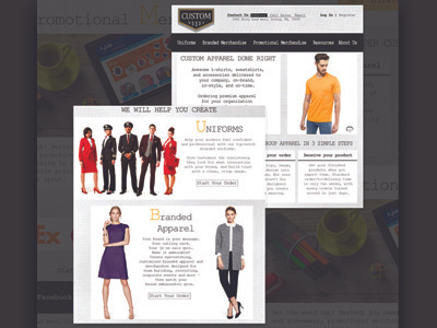 Custom Apparel advertising clothing design page typography website