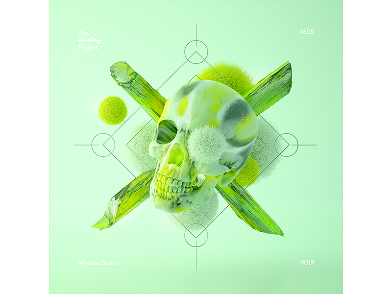 1605 poster everyday design stilllife experimental graphic design the stealing project illustration cinema4d print skull