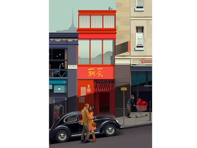 Autumn in Paris adobeillustrator architecture cafeteria car character chinese culture city illustration illustration love paris parisian retro romeo and juliet