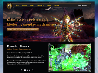 New 'Features' page for PristonTale.EU app design gamedesign games productdesign ui ux uxdesign uxui