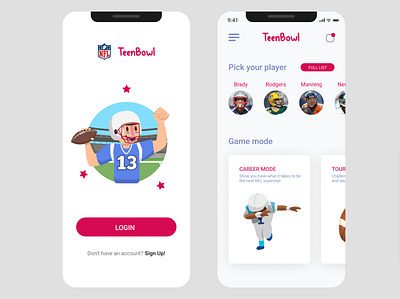 NFL TeenBowl App for #DailyUI dailyui football nfl ui ux