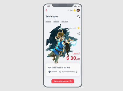 Nintendo Switch App for the #DailyUI Challenge app dailyui game nintendo nintendo switch ui ux uxdesign zelda