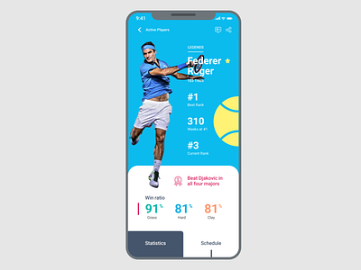 Tennis Legends App for the #DailyUI Challenge