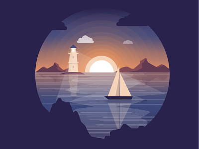 Sea sunset 2d 2d art art artist artwork cover design flat graphic icon illustration illustrator minimal vector