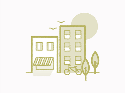 Tiny neighbourhood bike city icon illustration illustrator neighbourhood shop