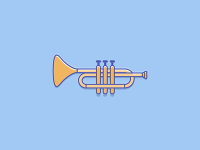 Toot, it's day 13. blue everyday project icon illustration linedrawing lines music trumpet