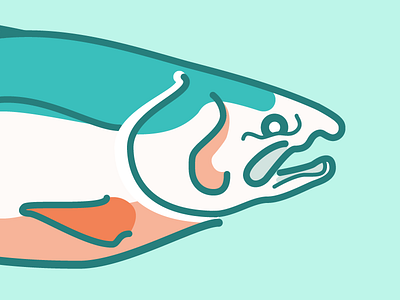 Day 18: Salmon blue fish icon a day illustration lines salmon simple