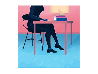 🌺💎👞 computer girl illustration imac work working