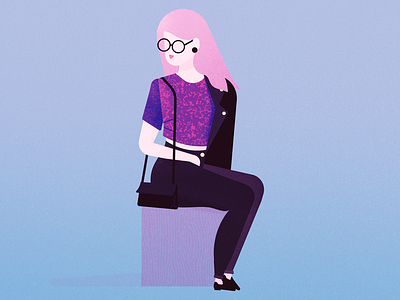 Girl 💕 blue character girl illustration illustrator pink sitting situation textures vector