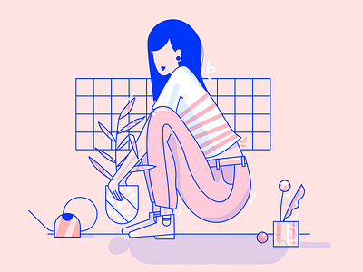 Plants 🌿 brush character female illustration illustrator scene texture vector