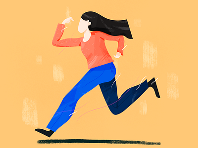 Running towards the weekend like... brush character female girls illustration illustrator scene texture vector