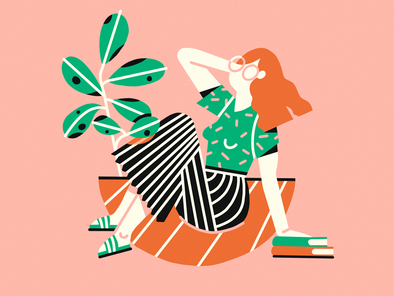 Out of office 🌴 astropad vector brush texture female illustration character illustrator scene