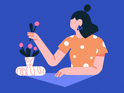 Flower brush character female illustration illustrator procreate scene texture