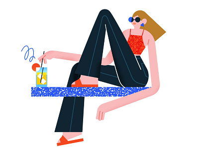 Summer brush character female illustration illustrator procreate scene texture