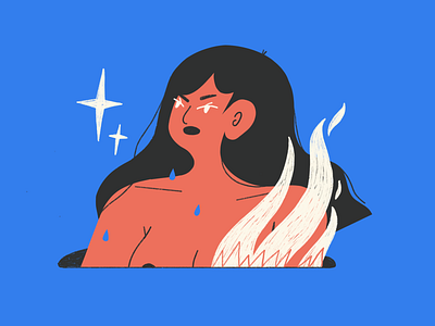 Set me on fire character female girl illustration illustrator ipad ipadpro procreate scene texture textures
