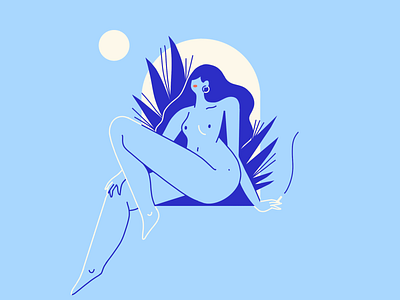 i'm here blue brush character female girl illustration illustrator ipad ipadpro lines procreate scene simple situation texture