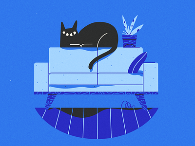 huge cat smol couch character female illustration illustrator scene texture