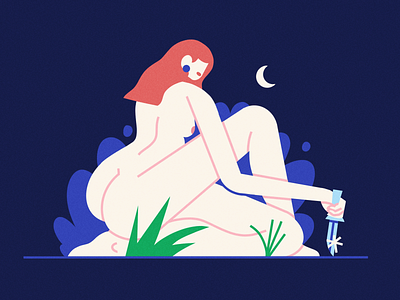 midnight blue brush character female girl illustration illustrator ipad ipadpro procreate scene simple texture textures