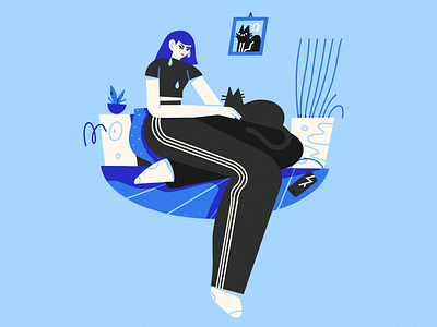 a grey day in summer blue character design female girl illustration illustrator ipad procreate scene texture textures