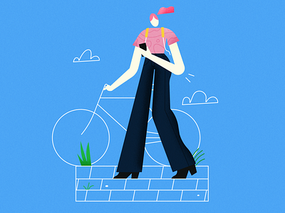 on my way character female illustration scene texture vector