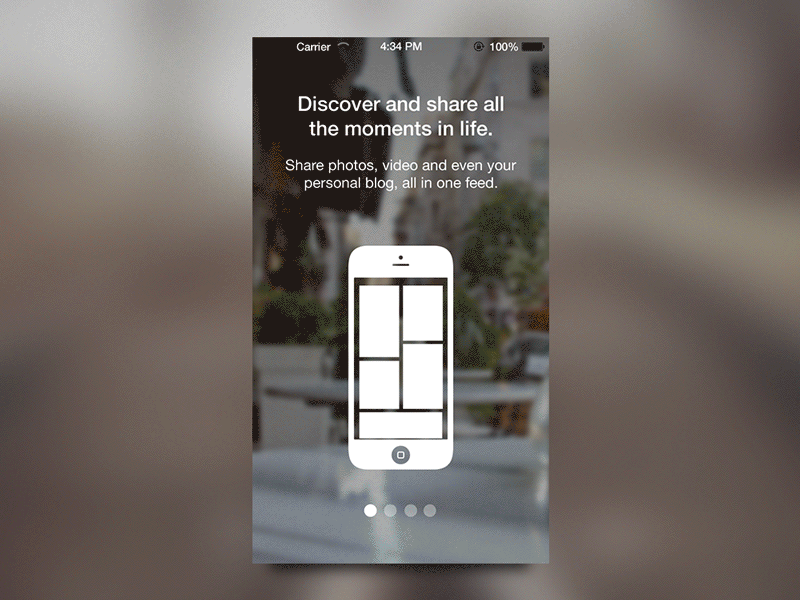 Blogging App swipe through UX