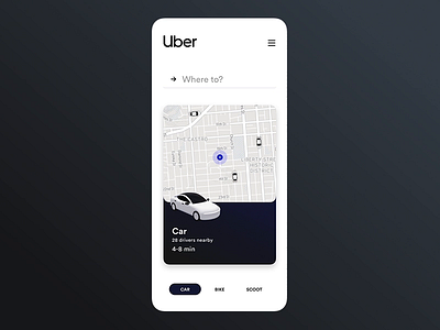 Uber redesign challenge app auto car driverless ios location map mobile rideshare taxi travel uber ui ux