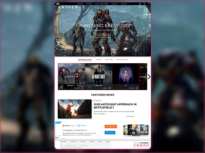 E - Electronic Arts chellenge design inspiration lading new web design