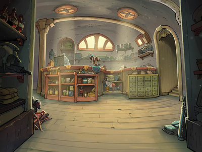A Shop for a Mouse animation concept digital painting environment fantasy art illustration prop visdev