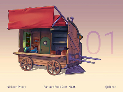 Fantasy Food Cart Concept 01 animation concept creative design environment fantasy art illustration imagination prop typography visdev