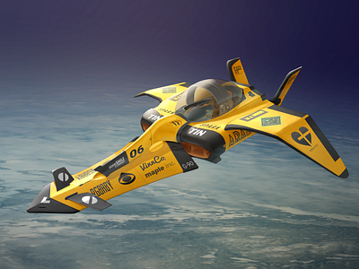 Developmental Formula Skies animation concept creative design environment flying illustration logos mechanical motorsport sci fi skies spaceship videogame visdev yellow