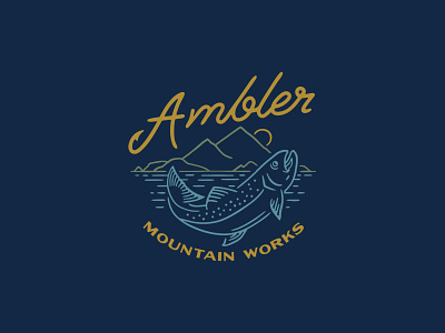 Ambler Mountain Works apparel badge california camp design fish illustration logo mountain outdoor retro script typography typography art vintage